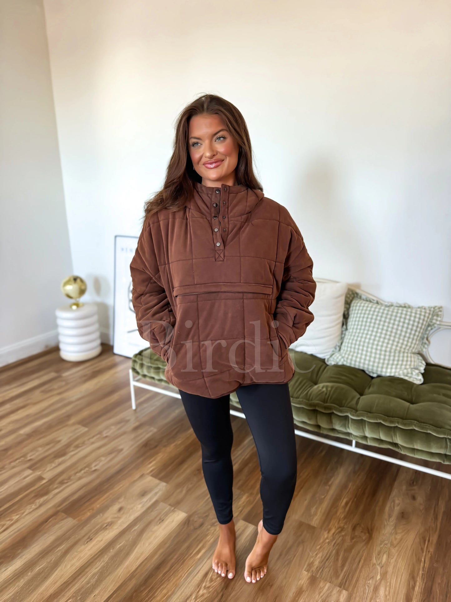 Aspen Quilted Snap Pullover in Washed Cocoa PRE-ORDER