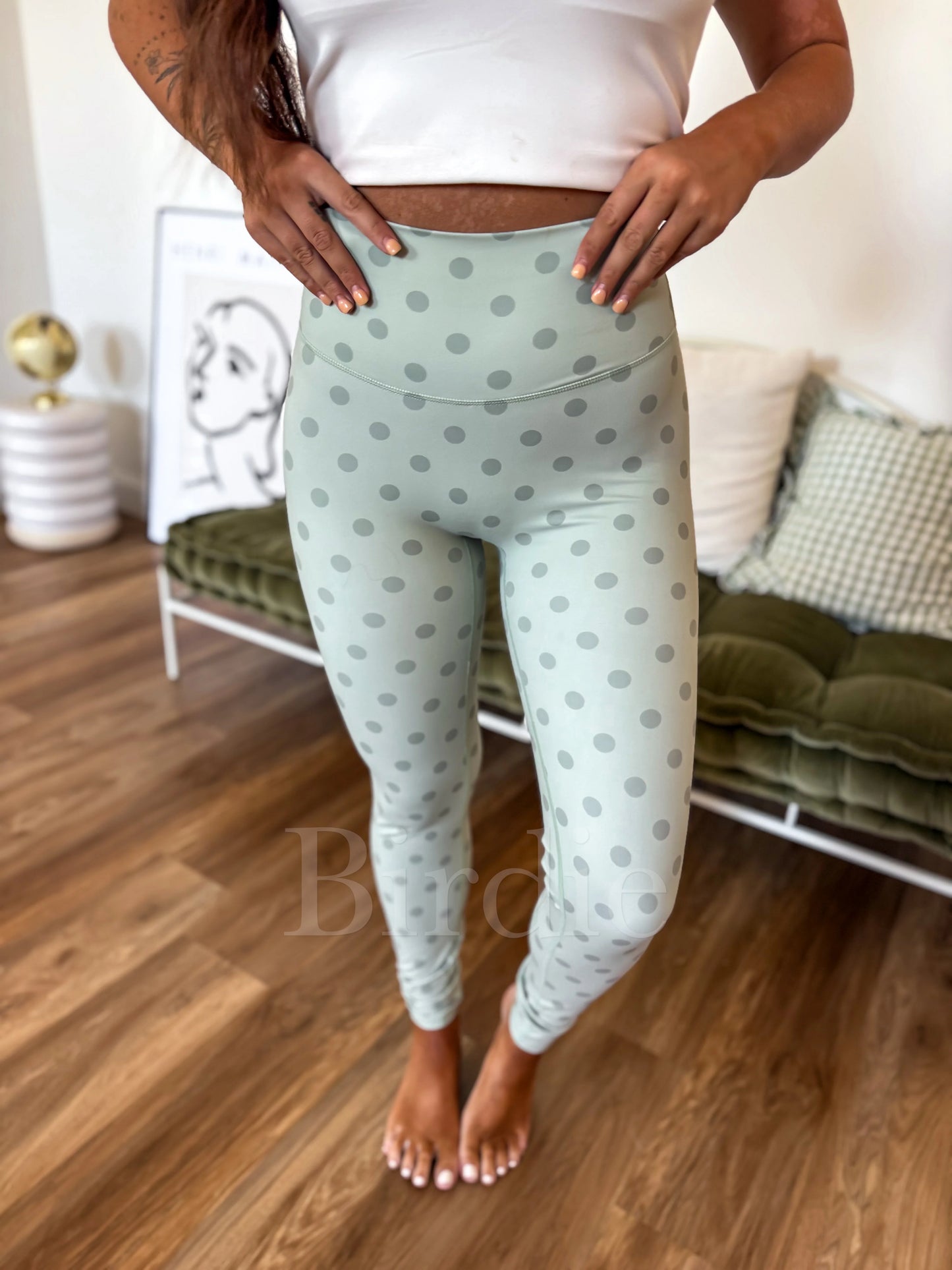 Pretty in Polka Dots in Pistachio Leggings PRE-ORDER
