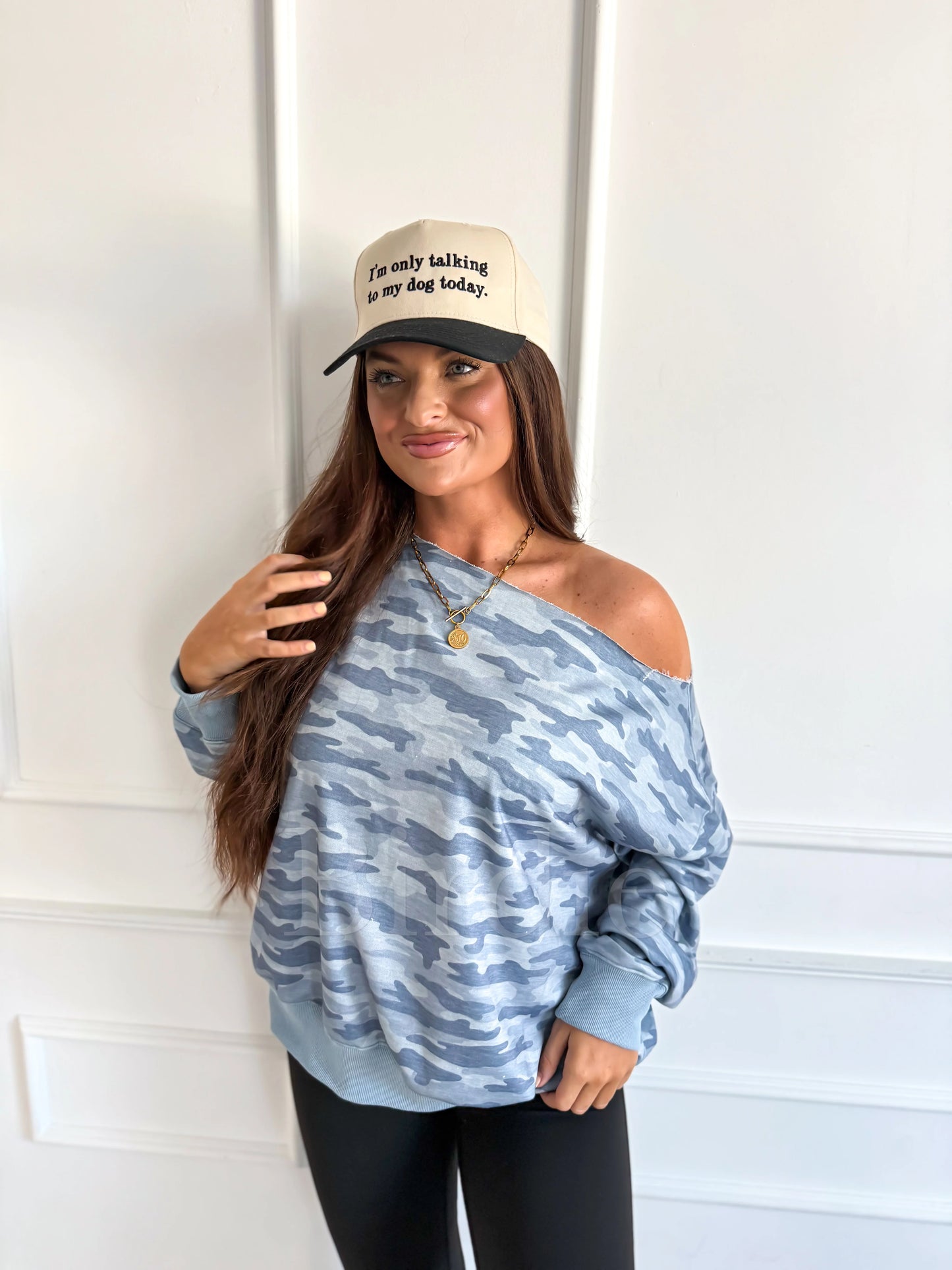 Off-Shoulder Slouchy Pullover in Arctic Drift PRE-ORDER
