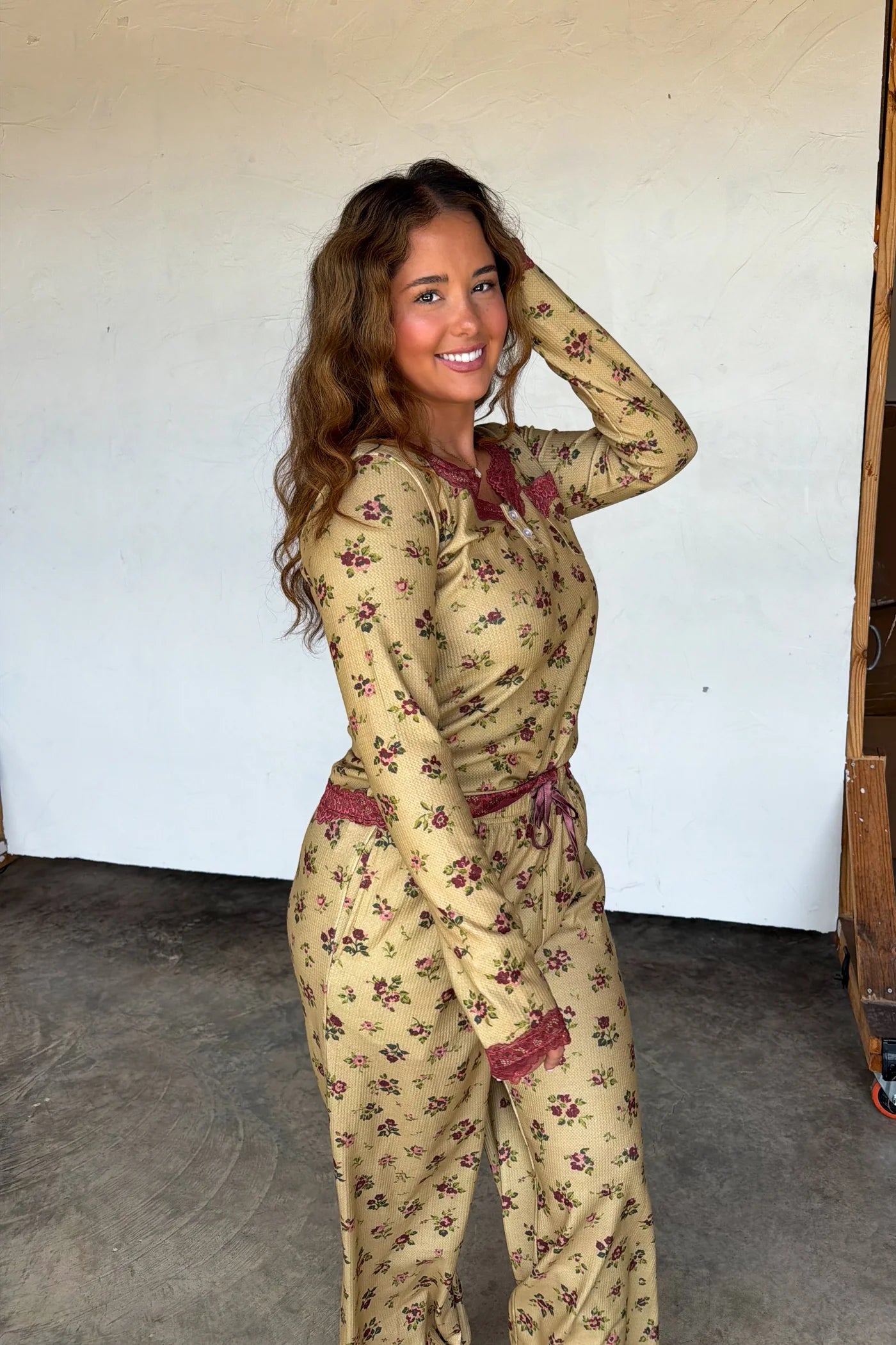 Vintage Floral & Lace Waffle-Knit PJ PRE-ORDER