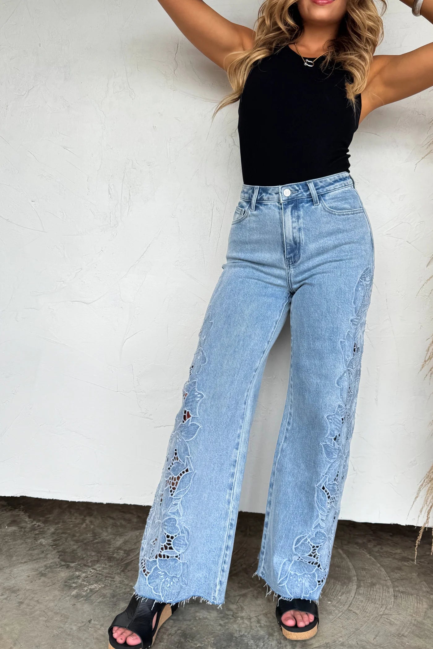 Floral Charm Wide Leg Jeans PRE-ORDER