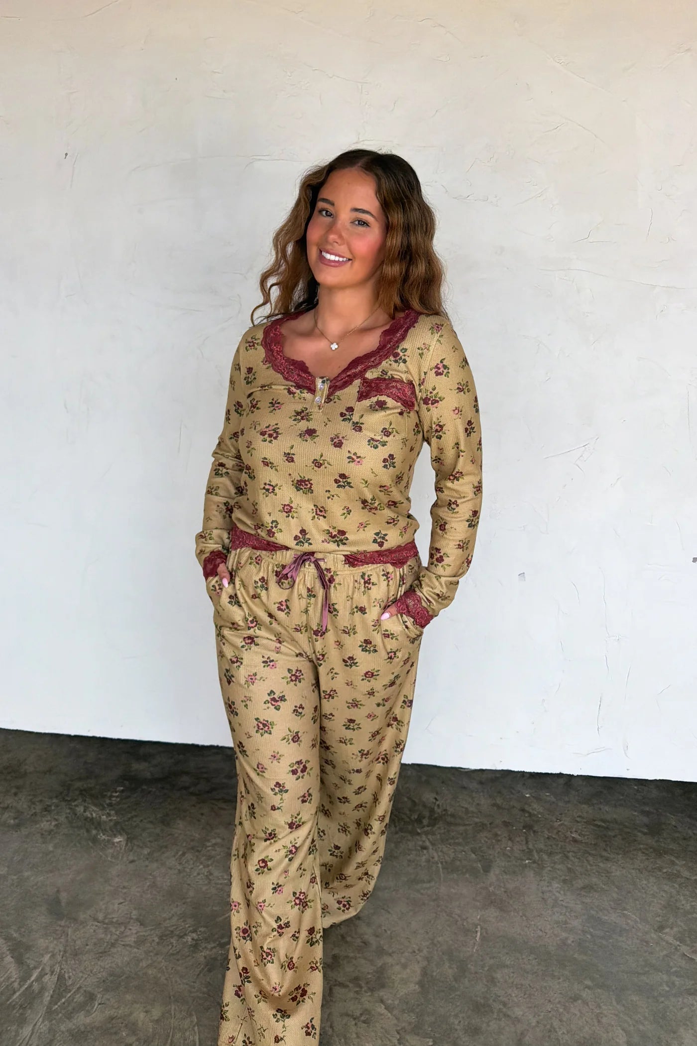 Vintage Floral & Lace Waffle-Knit PJ PRE-ORDER