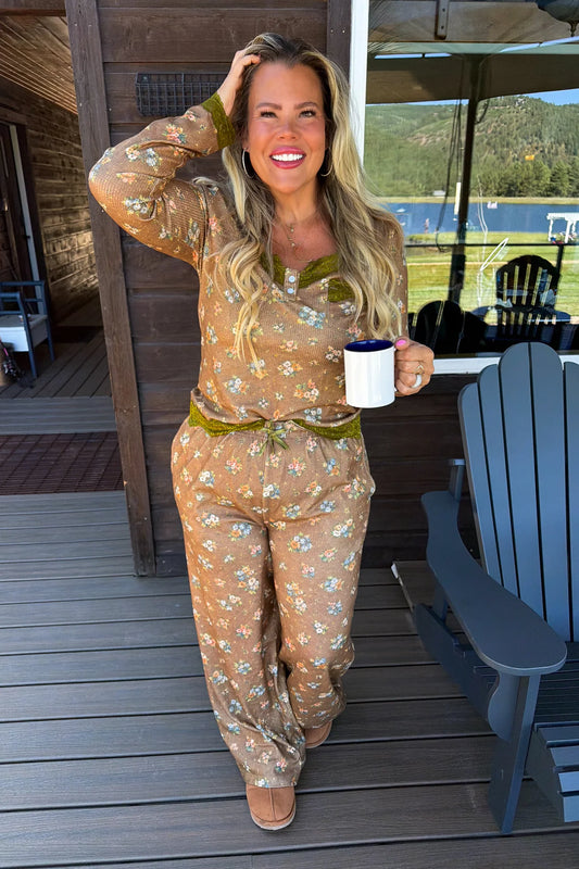 Vintage Floral & Lace Waffle-Knit PJ PRE-ORDER