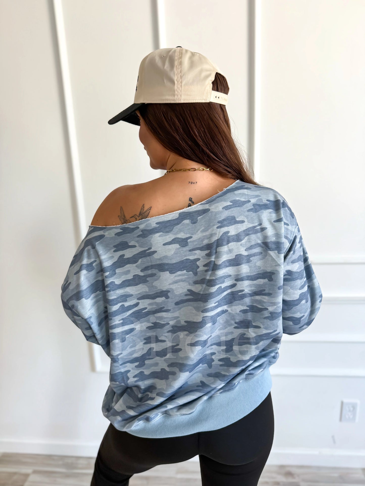 Off-Shoulder Slouchy Pullover in Arctic Drift PRE-ORDER